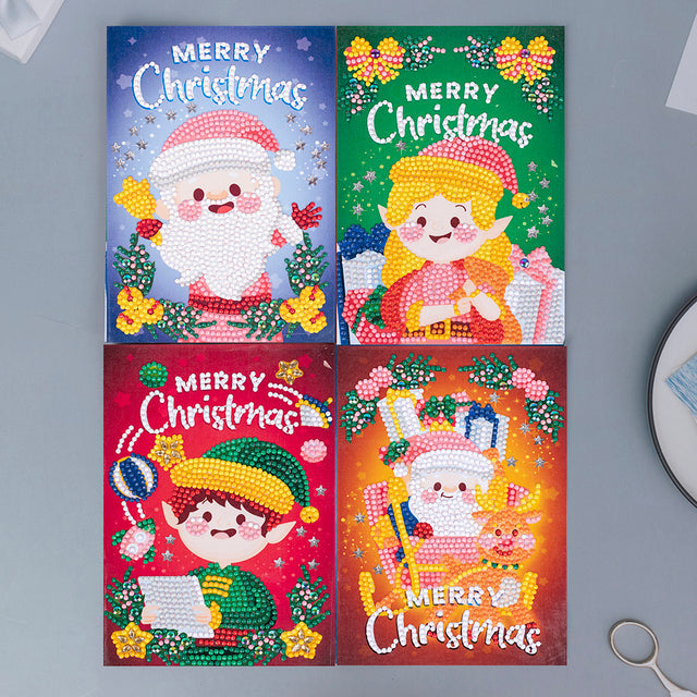 4pcs Christmas Diamond Painting DIY Greeting Cards Cart 4pcs E 0 - Tophatter Daily Deals