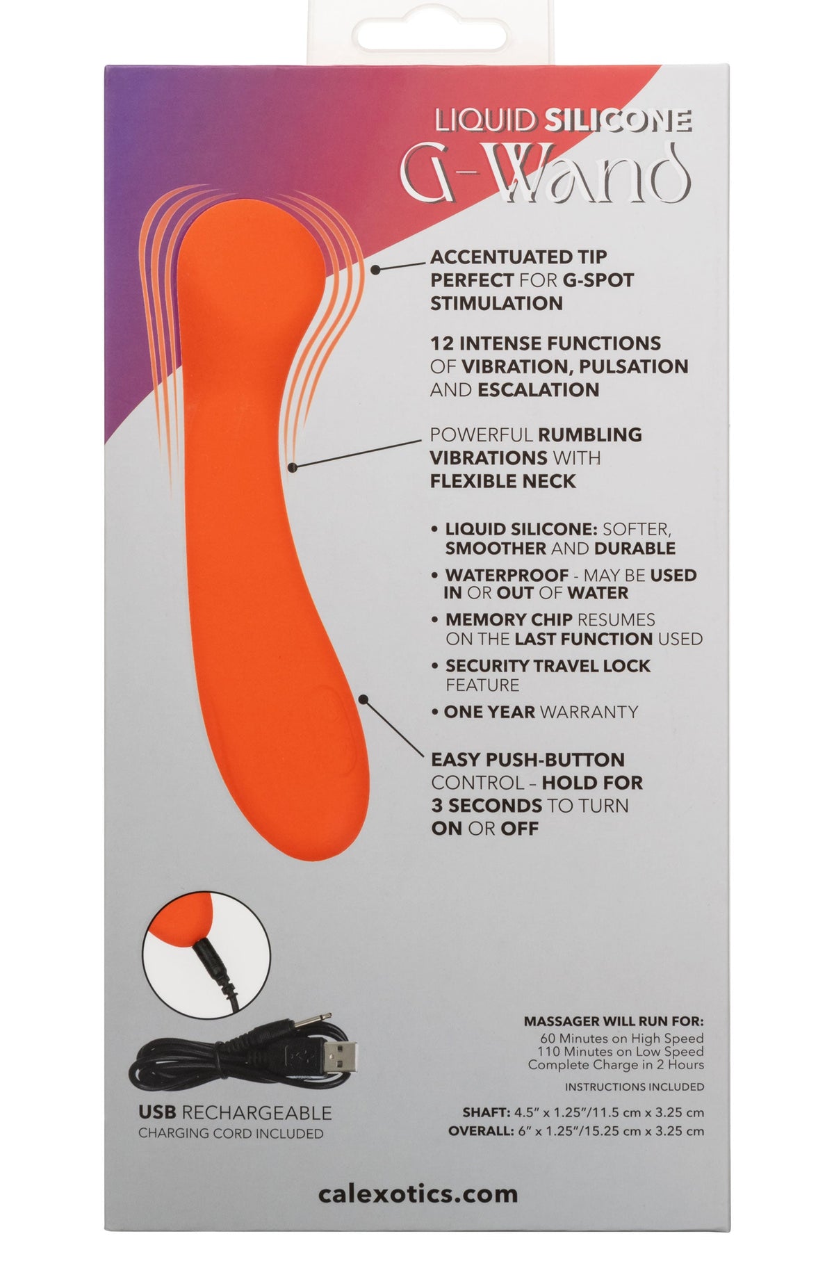 Stella Liquid Silicone G-Wand Vibrator in Orange with Flexible Neck and 12 Vibration Functions > Sex Toys For Ladies > G-Spot Vibrators - Tophatter Daily Deals