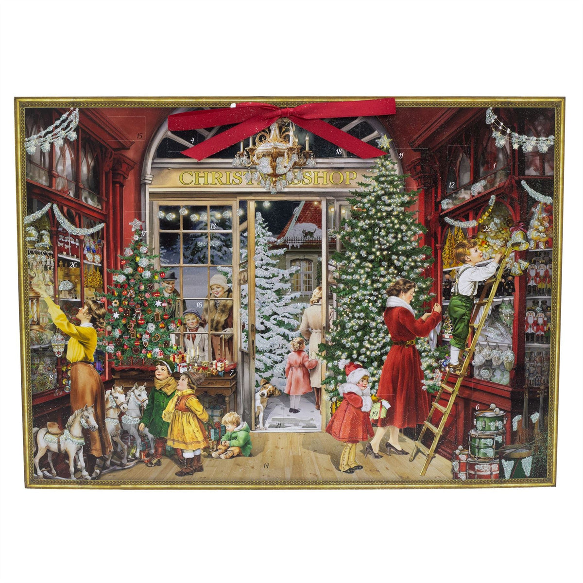 Nostalgic Christmas Toy Shop Advent Calendar with 24 Festive Windows & Ribbon Advent Calendar - Tophatter Daily Deals