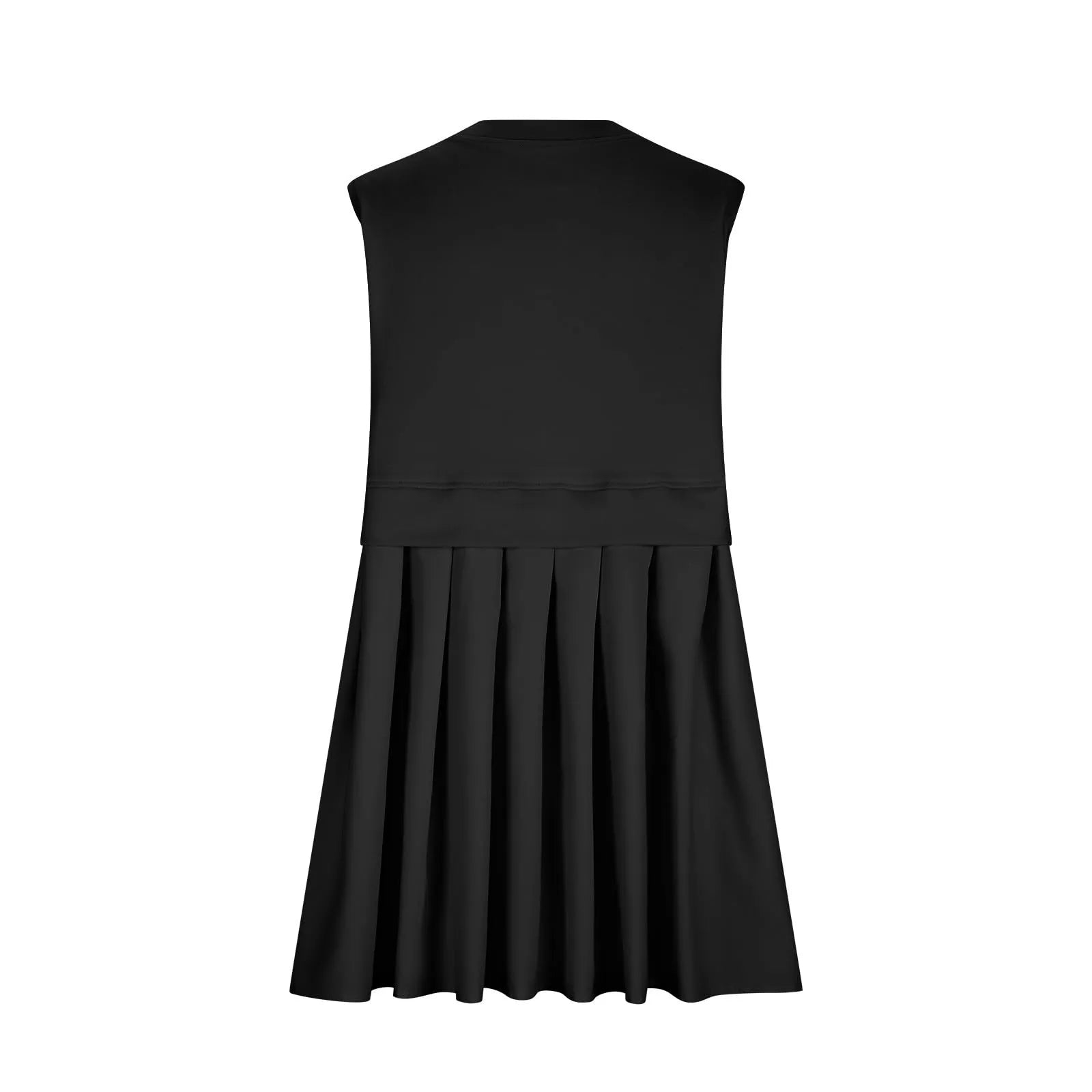 Pleated Round Neck Sleeveless Mini Dress Casual Dresses - Tophatter Daily Deals