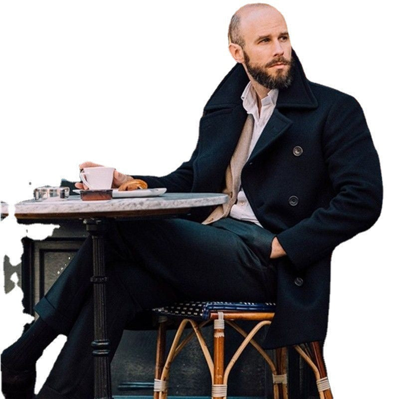 Warm Men's Wool Coat - Double Breasted, Structured For Winter 3D Changing Face Moving Picture Frame - Tophatter Daily Deals
