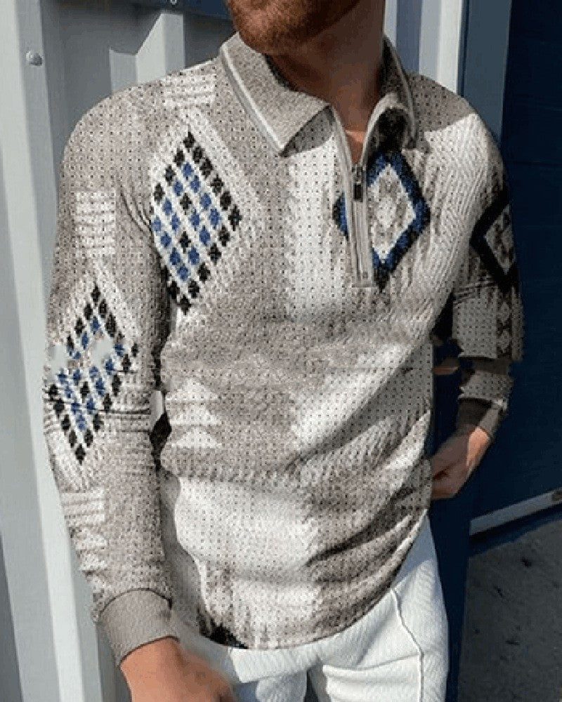 Soft Textured Men's Polo Sweater - Geometric Knit, Cotton TSCM11122006 3D Changing Face Moving Picture Frame - Tophatter Daily Deals