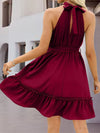 Frill Tied Mock Neck Sleeveless Dress Casual Dresses - Tophatter Daily Deals