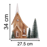 LED Wooden Christmas House with Bottle Brush Trees | Light-Up Rustic House LED Light - Tophatter Daily Deals
