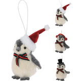 Penguin Christmas Bauble | Grey Wool Penguin Christmas Tree Ornament - 11cm Baubles - Tophatter Daily Deals