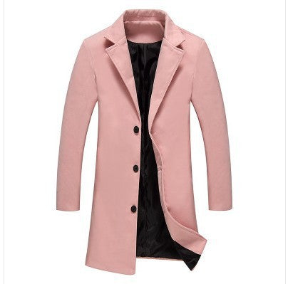Warm Men's Wool Overcoat - Single-Breasted, Wool Blend Pink 3D Changing Face Moving Picture Frame - Tophatter Daily Deals