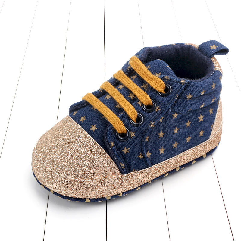 Baby sequined stars toddler shoes Blue 0 - Tophatter Daily Deals