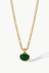 Inlaid Stone Round Pendant Chain Necklace Dark Green One Size Necklaces - Tophatter Daily Deals