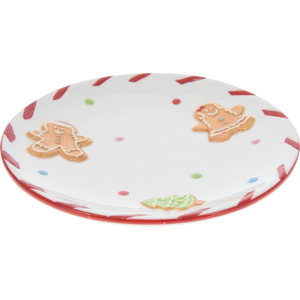 Round Ceramic Christmas Gingerbread Plate | Festive Serving Dish - 16cm Plate - Tophatter Daily Deals