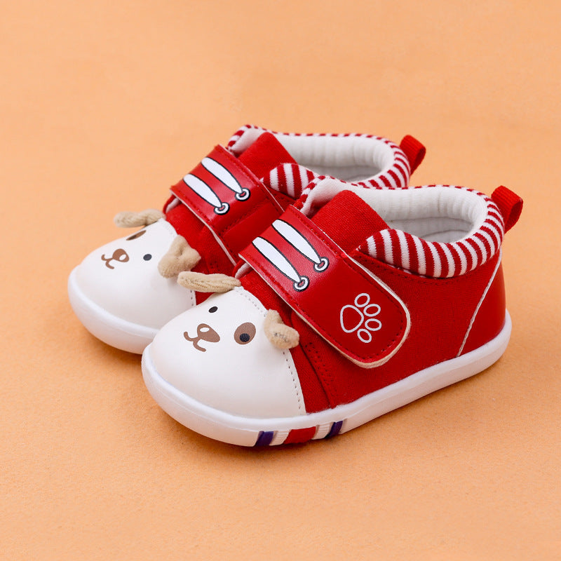 Baby cartoon toddler shoes baby shoes non-slip toe cap Red 0 - Tophatter Daily Deals