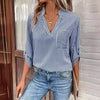 Women's V-neck Pullover Striped Printed Long Sleeves Casual Shirt Humidifier - Tophatter Daily Deals