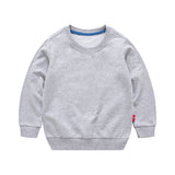 Boys Korean Round Neck Solid Color Loose Long Sleeve Pullover Grey 7 - Tophatter Daily Deals