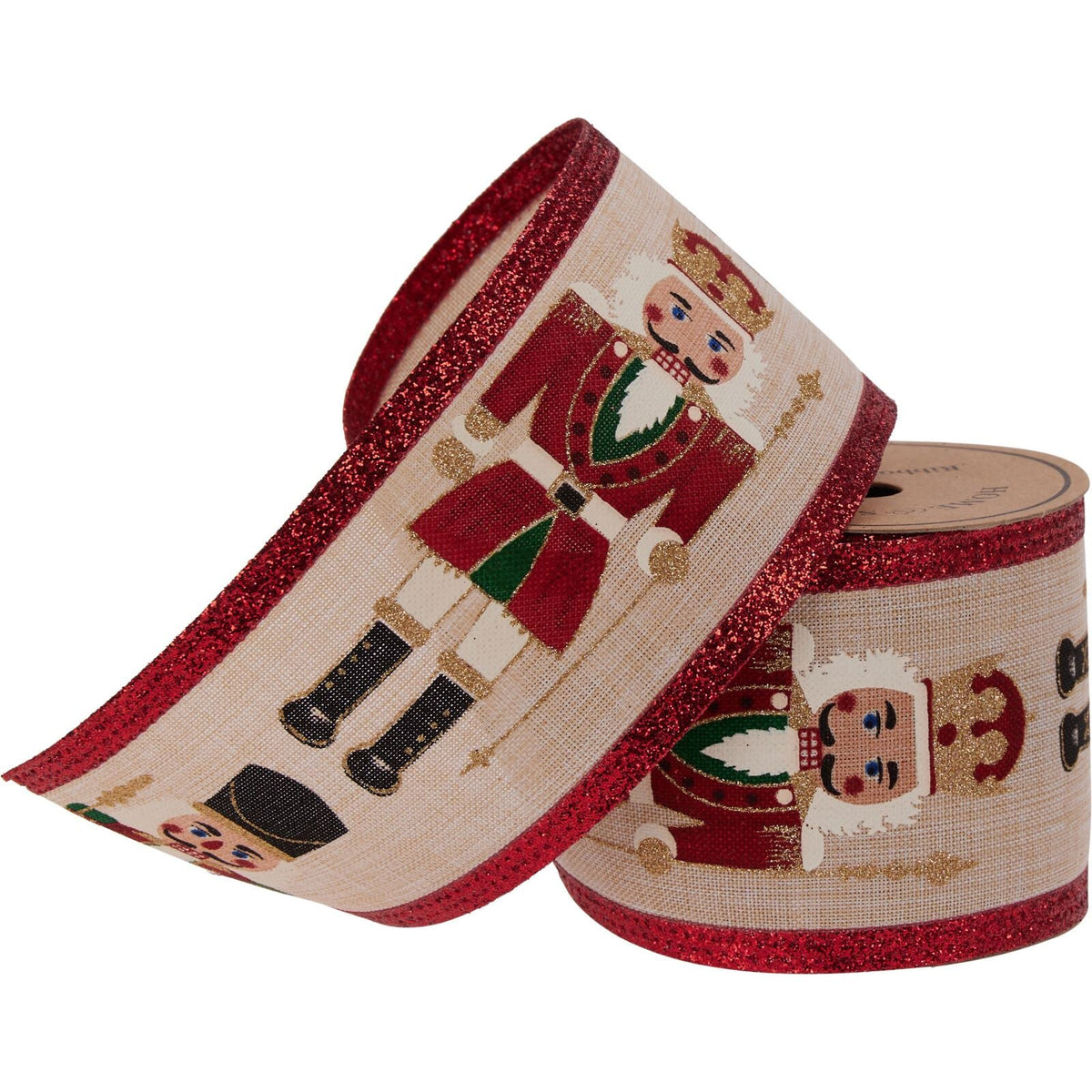 Luxury Nutcracker Wired Christmas Ribbon | Festive Ribbon Gift Wrapping & Craft Tree Decoration - Tophatter Daily Deals