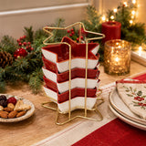 Star-Shaped Set of Snack Bowls, Ceramic Christmas Serving Bowls with Rack Bowl - Tophatter Daily Deals