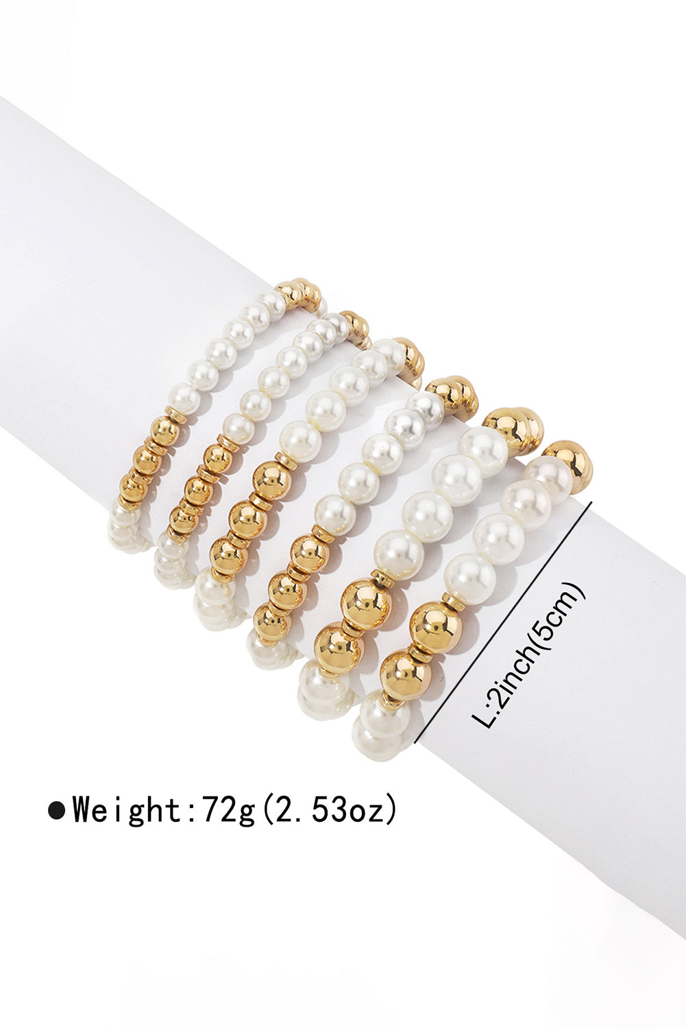 White 5pcs Pearl Beaded Bracelet Set Bracelets - Tophatter Daily Deals