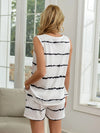 Striped Round Neck Tank and Shorts Lounge Set Loungewear Sets - Tophatter Daily Deals