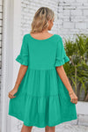 V-Neck Flounce Sleeve Tiered Dress Casual Dresses - Tophatter Daily Deals