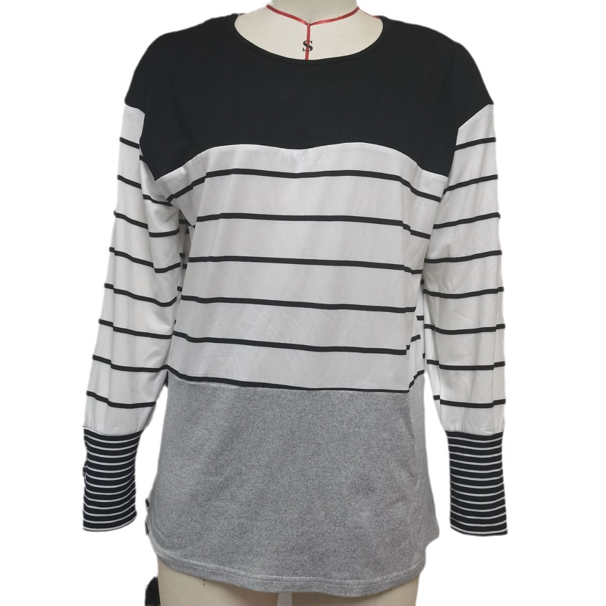 Soft Cozy Women Long Sleeve Top - Colorblock Striped 3D Changing Face Moving Picture Frame - Tophatter Daily Deals