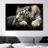Black And White Tiger Canvas Animal Poster Home Decor Grey No frame 0 - Tophatter Daily Deals