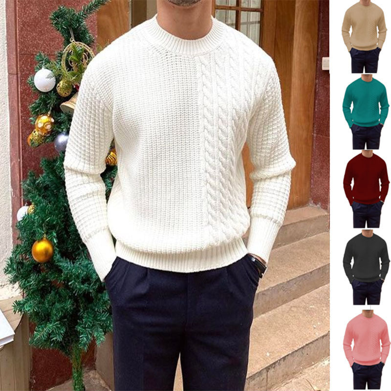 Warm Men's Knit Sweater - Crewneck Cable Panel, Wool Winter 3D Changing Face Moving Picture Frame - Tophatter Daily Deals