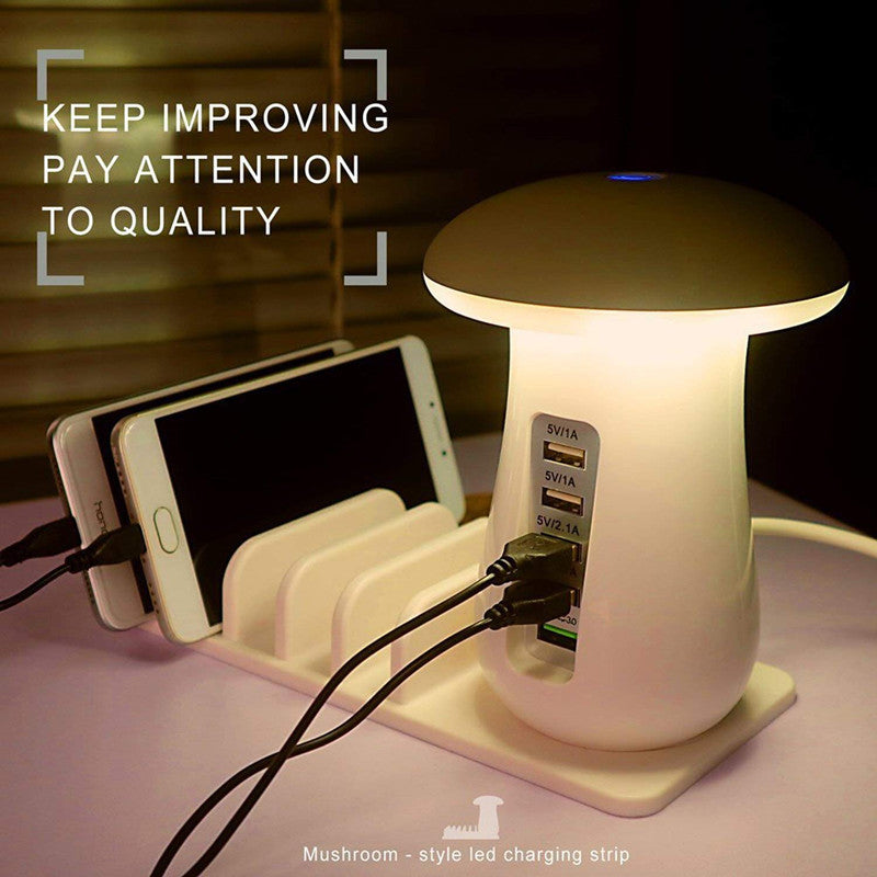 2 In 1 Multifunction Mushroom Lamp LED Lamp Holder USB Charger Home Office Supplies 0 - Tophatter Daily Deals