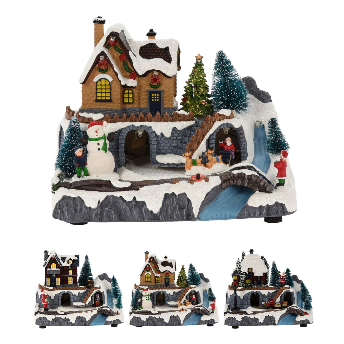 Traditional Christmas Village Scene | LED Light-Up Ornament with Movement - 20cm Ornament - Tophatter Daily Deals