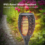 96 LEDs Solar Flame Torch Light Outdoor Lighting - Tophatter Daily Deals