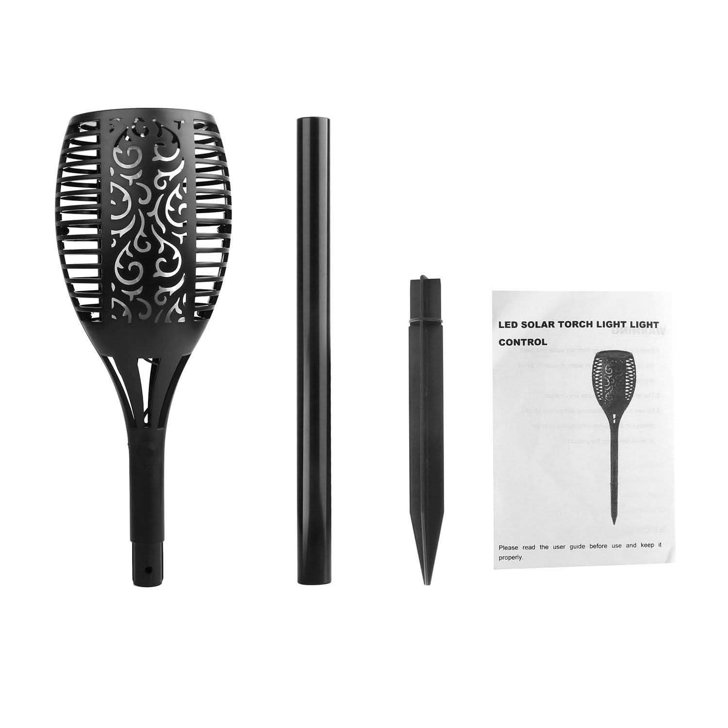 96 LEDs Solar Flame Torch Light Outdoor Lighting - Tophatter Daily Deals