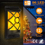 96 LEDs Waterproof Flame Solar Lights Outdoor Outdoor Lighting - Tophatter Daily Deals