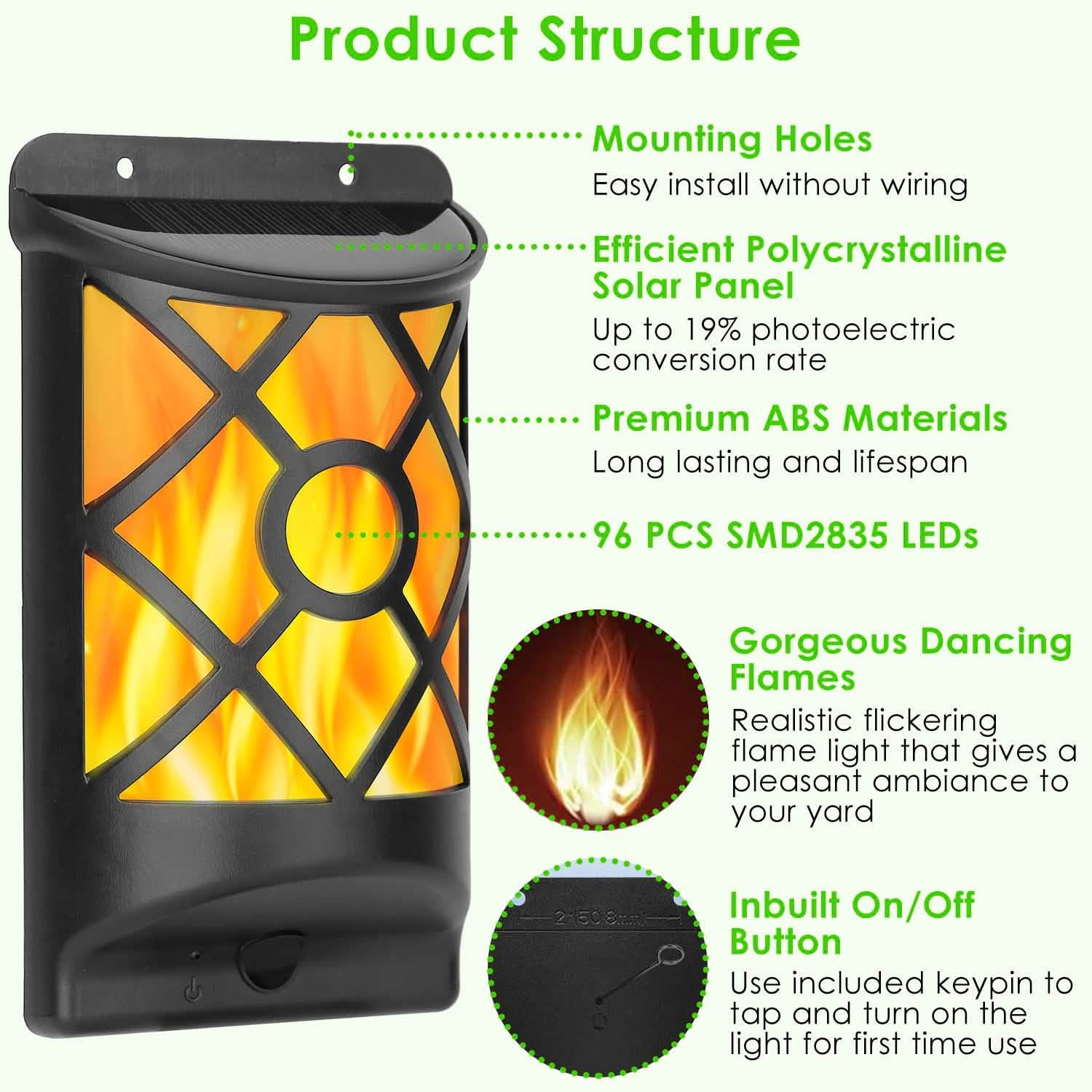 96 LEDs Waterproof Flame Solar Lights Outdoor Outdoor Lighting - Tophatter Daily Deals