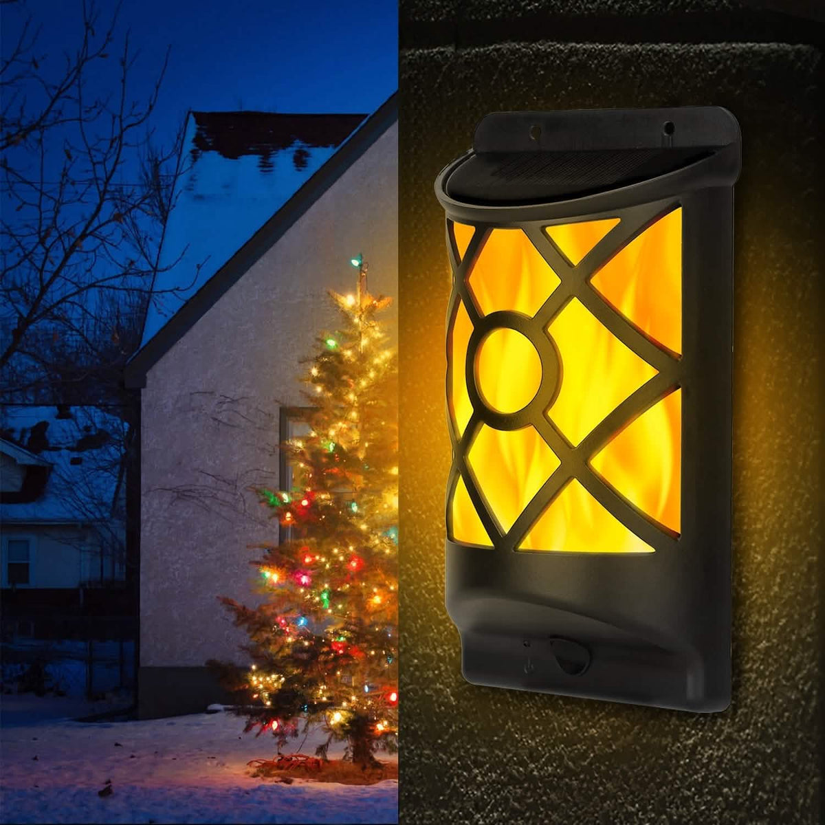 96 LEDs Waterproof Flame Solar Lights Outdoor Solar Outdoor Lights - Tophatter Daily Deals