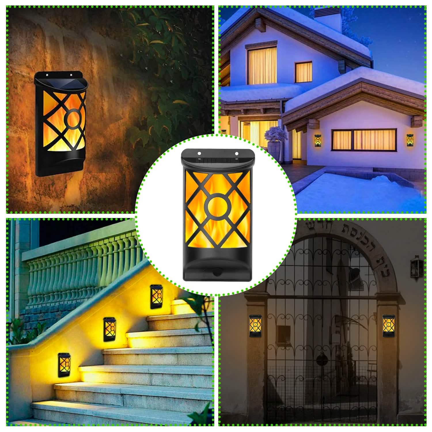 96 LEDs Waterproof Flame Solar Lights Outdoor Outdoor Lighting - Tophatter Daily Deals