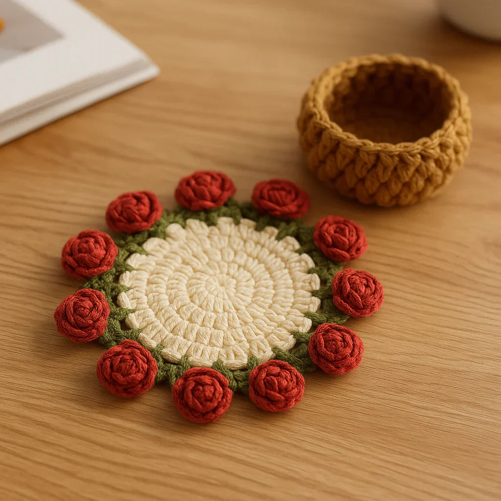 Handmade Crochet Coaster Red - Tophatter Daily Deals