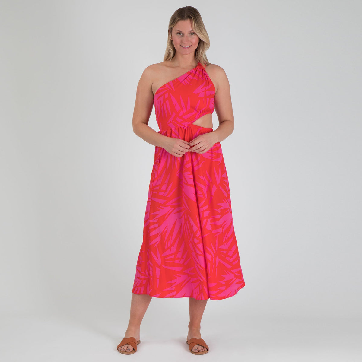 One Shoulder Cut Out Midi Dress Women's Dresses - Tophatter Daily Deals