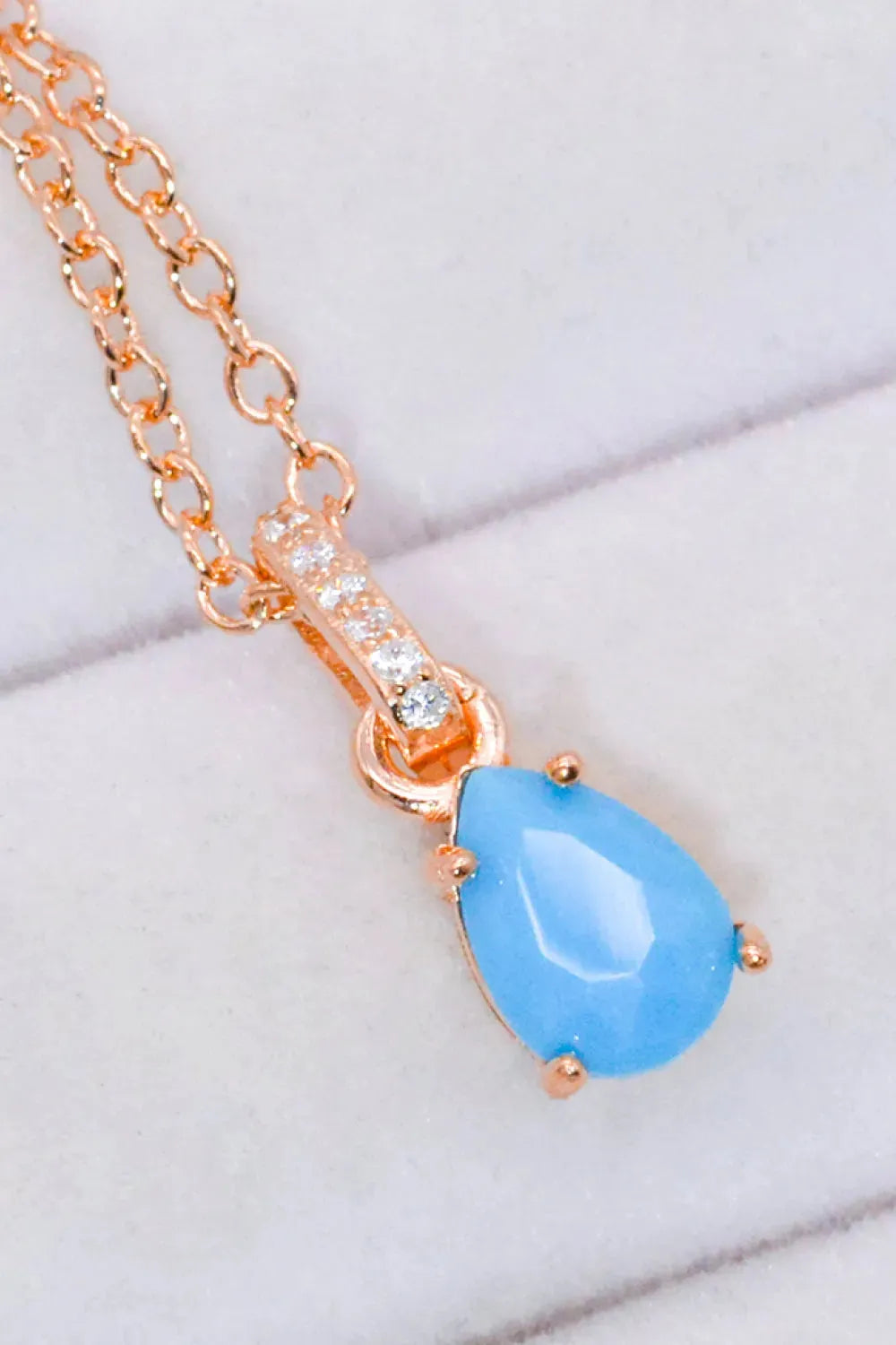 Teardrop Turquoise 4-Prong Pendant Necklace Necklaces - Tophatter Daily Deals