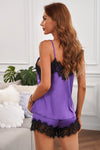 Lace Detail Spaghetti Strap Top and Shorts Lounge Set Loungewear Sets - Tophatter Daily Deals