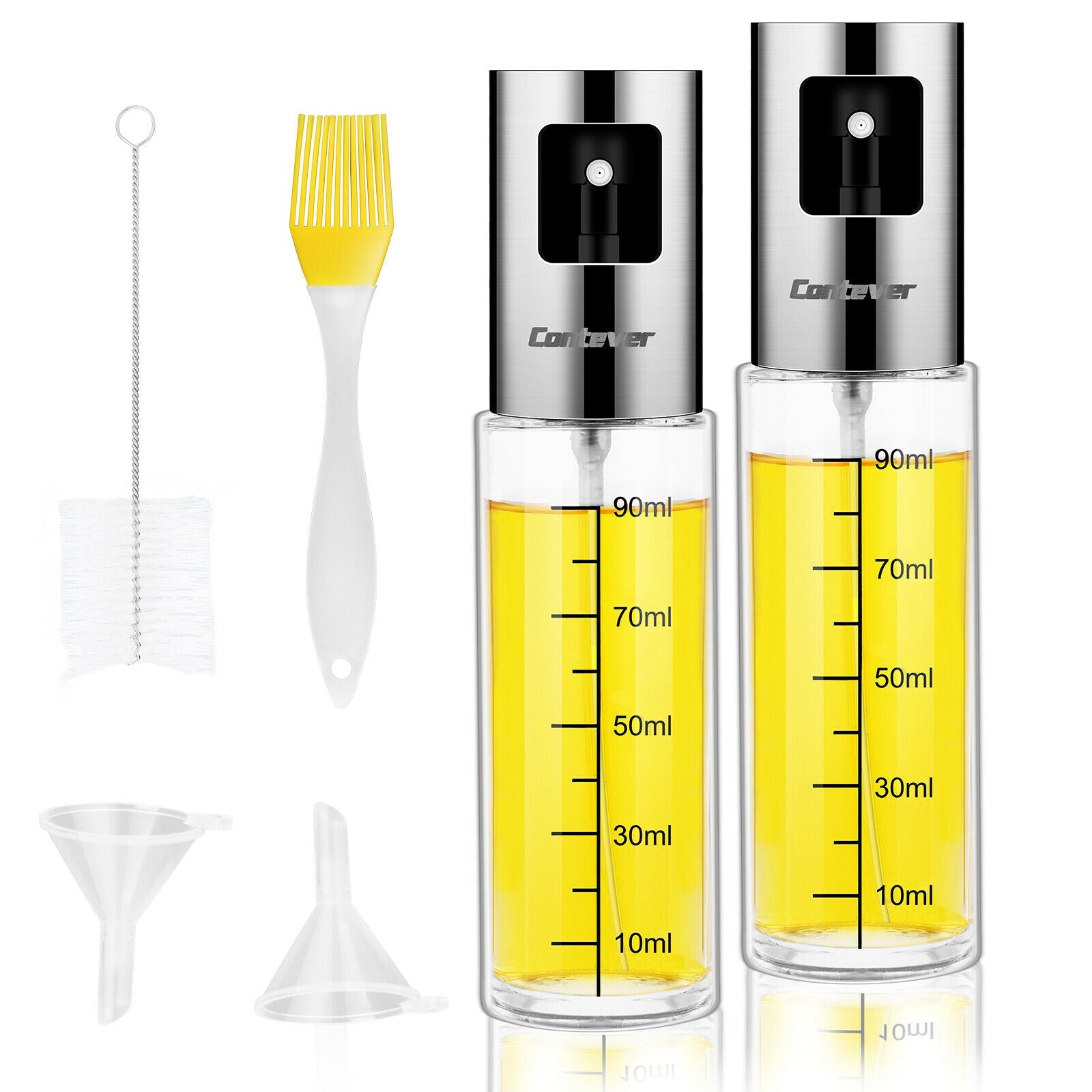 2PCS Stainless Oil Sprayer Cooking Mister Spray Fine Bottle Kitchen Tool UK Silver 5 - Tophatter Daily Deals