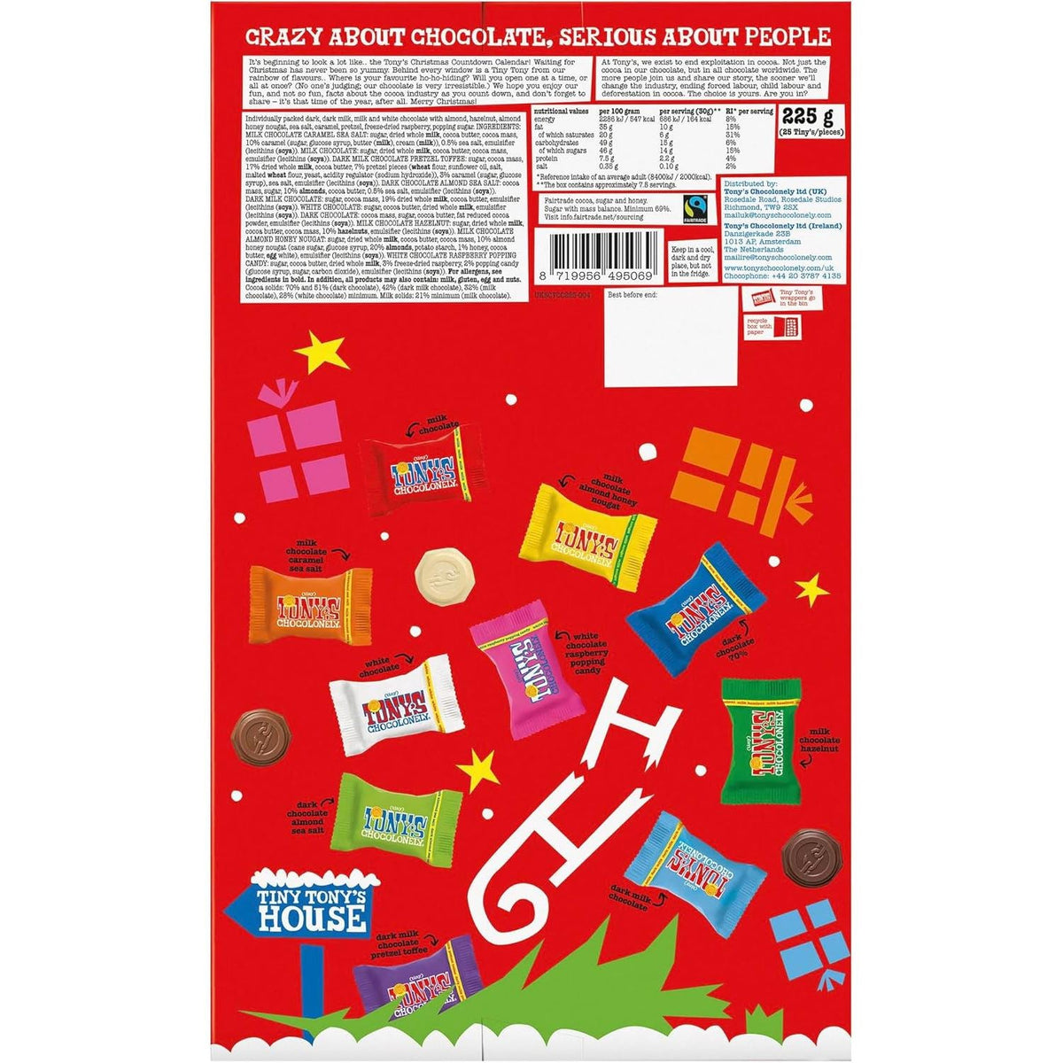 Tonys Chocolonely Fairtrade Chocolate Advent Calendar with 10 Delicious Flavours Advent Calendar - Tophatter Daily Deals