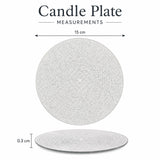 Round Silver Glitter Candle Plate, 15 cm Mirrored Glass Candle Stand Candle Plate - Tophatter Daily Deals