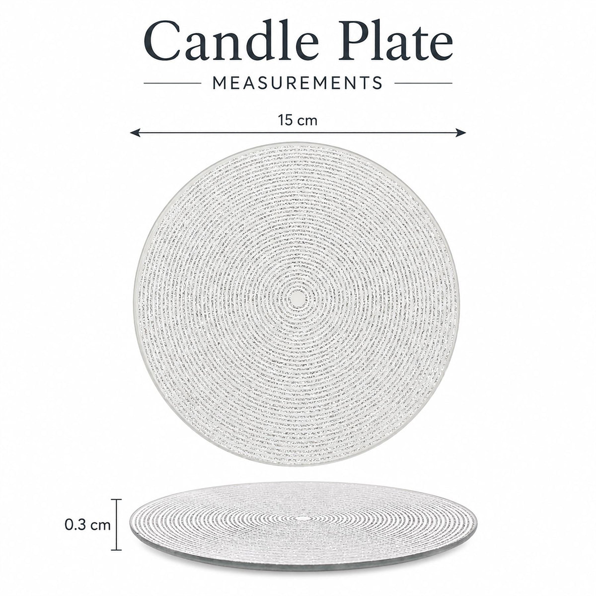 Round Silver Glitter Candle Plate, 15 cm Mirrored Glass Candle Stand Candle Plate - Tophatter Daily Deals