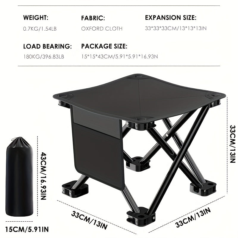 Extra Large Portable Folding Stool with Side Pocket Outdoor Recreation > Camping > Camp Furniture - Tophatter Daily Deals