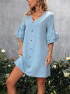 V-Neck Half Sleeve Mini Dress Casual Dresses - Tophatter Daily Deals