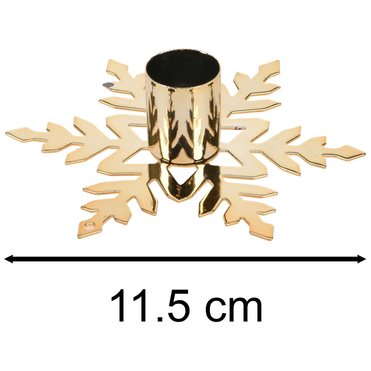 Gold Metal Christmas Candlestick | Festive Snowflake Candle Holder - 11cm Candlestick - Tophatter Daily Deals