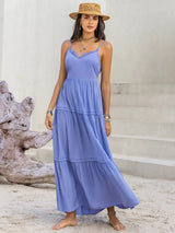 Lace Detail V-Neck Cami Dress Periwinkle Casual Dresses - Tophatter Daily Deals