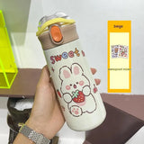Outdoor Portable Cartoon Double Layer Drink Cup Beige 480ml 16 oz Humidifier - Tophatter Daily Deals