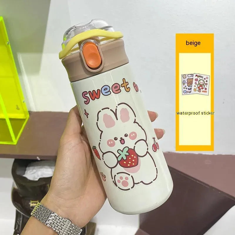 Outdoor Portable Cartoon Double Layer Drink Cup Beige 480ml 16 oz Humidifier - Tophatter Daily Deals