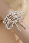 Silvery Bow Knot Pearl Beaded Multi Layered Bracelet Set Bracelets - Tophatter Daily Deals