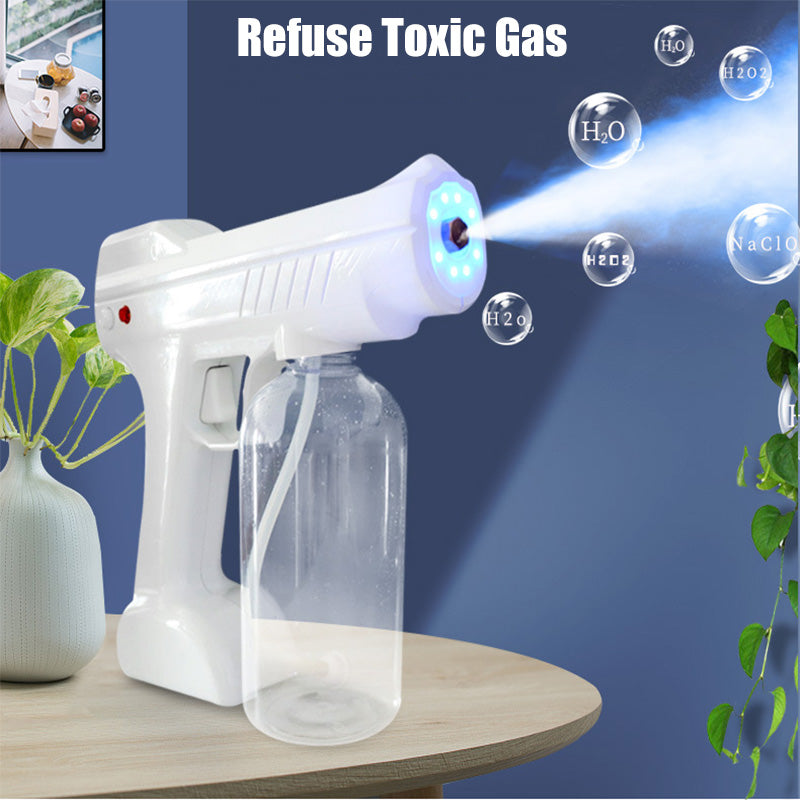 Blue Light Atomizing Spray Gun Handheld Wireless Atomizing Fogger Disinfection Sprayer Nano Sprayer Household Supplies 0 - Tophatter Daily Deals