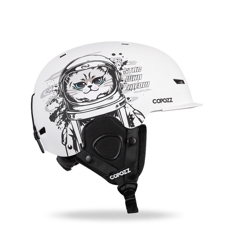 Adult Single And Double Board Snow Goggles Integrated Crash Helmet Space White Cat 0 - Tophatter Daily Deals