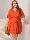 Plus Size Lace Button Up Half Sleeve Dress Casual Dresses - Tophatter Daily Deals